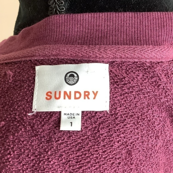 SUNDRY BURGUNDY STRIPES CUFF SWEATER - Picture 6 of 10